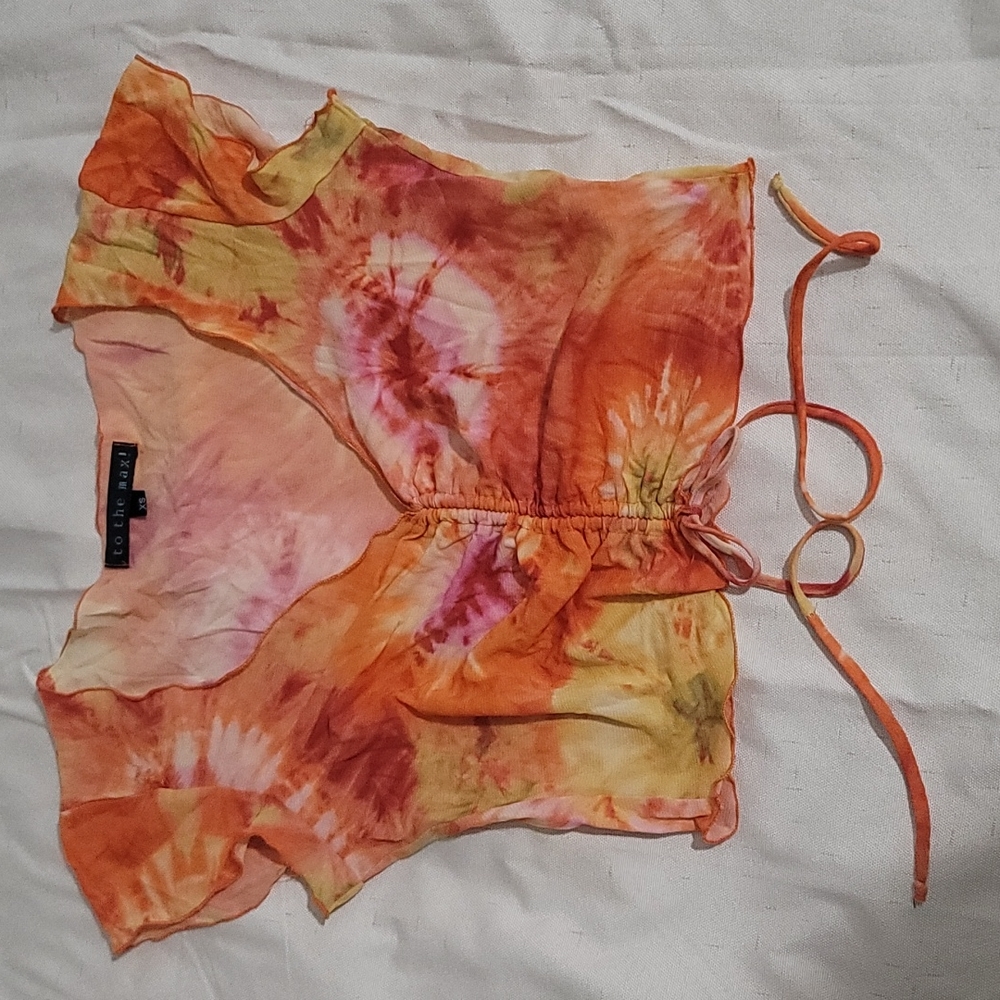 to the max!  Tye Dye Orange & Yellow Crop Top Sz.XS